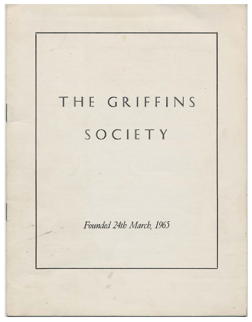 Front cover of Griffins Society Newsletter 1965