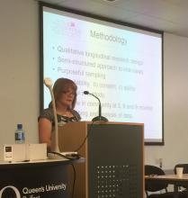 Fellow Jean O'Neill presenting at Queen's University, Belfast